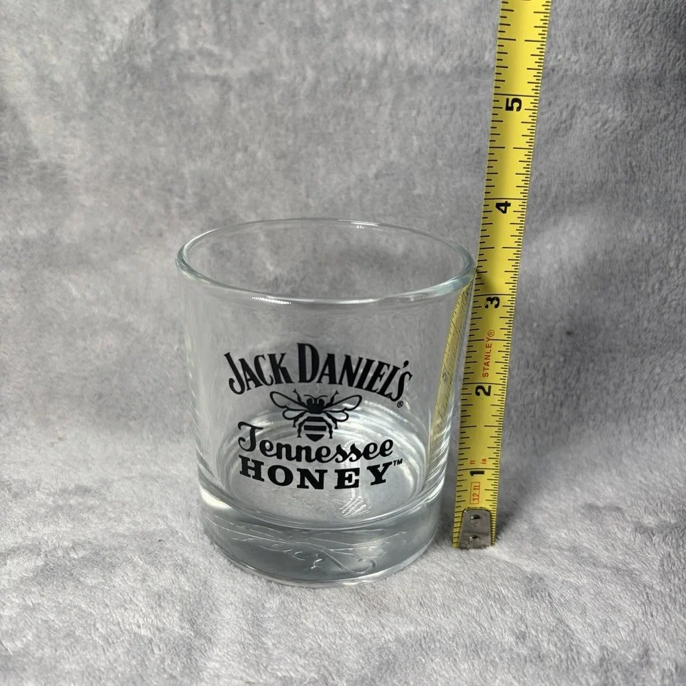 2 Jack Daniels Tennessee Honey Low Ball Rocks Glass Cups Bee Embossed On Bottom